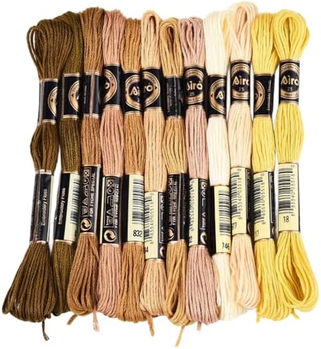 12 Skeins 6 Strands Brown Embroidery Floss Thread for Bracelets
