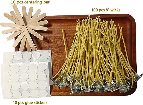 Candle Wicks 100 PCS 8 inch Hemp Candle Wicks 2.5mm Organic Beeswax Candle Wicks for Candle Making Candle Wick for Butter Candle Hemp Candle Wick