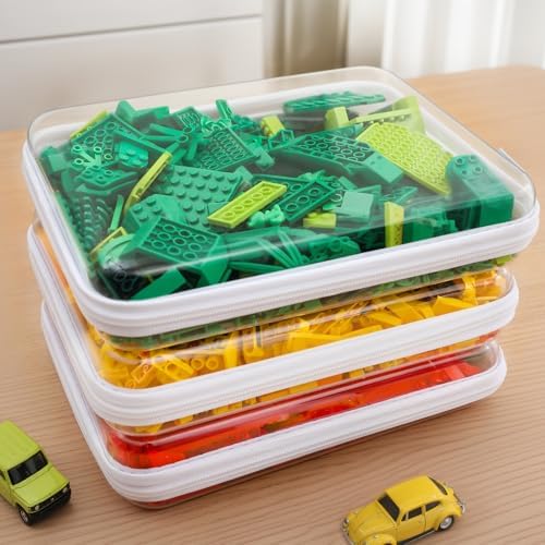 CoiiJoii 3PCS Large Clear Hard Shell Zippered Case, Diaper Bag Organizing Pouches, Waterproof Cosmetic Bag, Storage Organizer Bins.