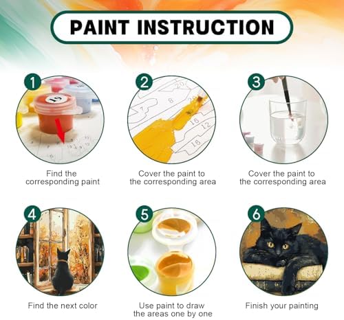 Possoco 2 Pack Paint by Numbers Kit for Adults Beginner, Black Cat Adult Paint by Number Kits on Canvas, DIY Acrylic Vintage Books Number Painting for Adults for Home Decor Gift 16x20 Inch