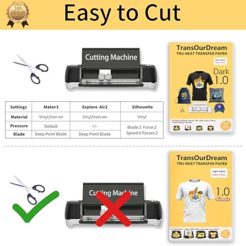 TransOurDream Tru-Heat Transfer Paper for Dark and Light Fabric (20+20 Sheets, 8.5x11", Mix Pack) Printable HTV Heat Transfers Vinyl for Inkjet Printers Iron on Transfers for T Shirts