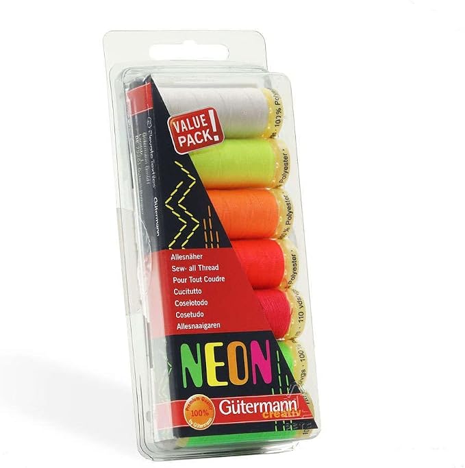 Gutermann Thread Set, Neon, 100m