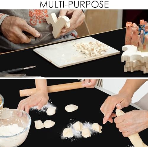 Extra Large Silicone Mat, 31.5x17 Inch Heat Resistant Mat for Kitchen Counter, Non Stick Silicone Baking Mat for Dough and Pastry, Thick Silicone placement Countertop Protector, Black countertop mat