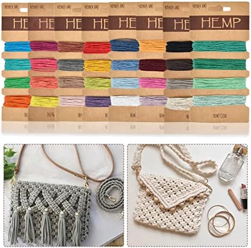 OTYMIOW 32 Colors Hemp Cord String for Jewelry Making, 160 Yards, 1 mm