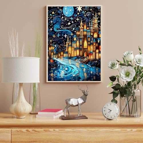 Lophomie Diamond Art Kits for Adults, 5D Starry Night Diamond Painting Kits