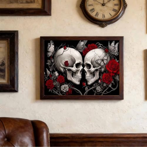 Skull Couple Diamond Art Kits for Adults, Gothic Love Diamond Painting