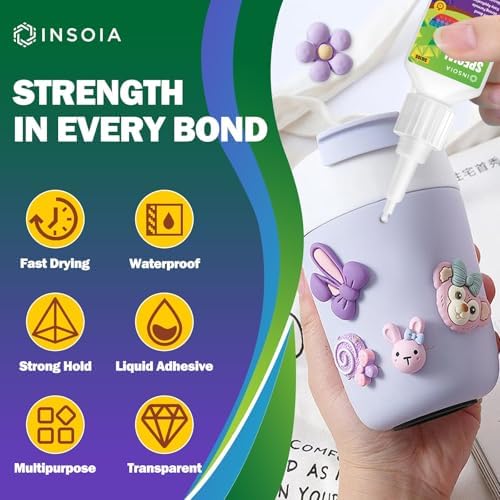 INSOIA Super Silicone Glue Clear, 20g, Strong Bond, with Precision Tips