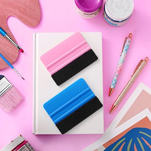 Spakon 4 Pcs Weeding Tools for Vinyl, 2 Pcs Air Release Pen Glitter Craft Weeding Point Retractable Pin Pen with 2 Pcs Felt Squeegees Scraper for Crafting Weeding Essential Adhesive Vinyl