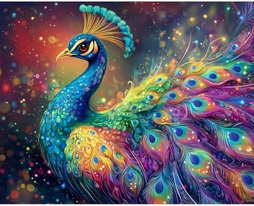 Natuyalo DIY Paint by Numbers for Adults Beginner Colorful Peacock Paint by Number Kits on Canvas Animals Acrylic Painting by Numbers with Brushes Art Crafts for Home 16x20 Inch