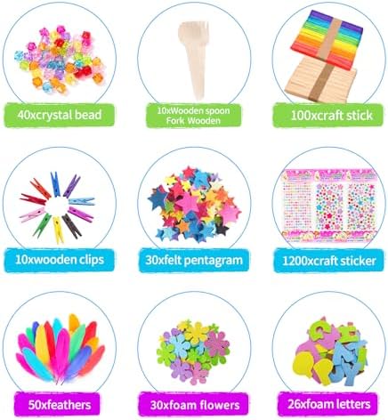 Itopstar 3000+ Kids Arts & Crafts Supplies for Girls - Ultimate Crafting Set in Portable 3-Layered Plastic Art Box - All-in-One DIY Art Supplies for Girls 8-12
