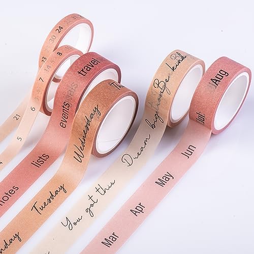DIVERSEBEE Pastel Washi Tape Set, 5 Rolls Decorative Scrapbook Tape, Cute Craft Tape, Scrapbooking Bullet Journal Supplies, Bible Journaling, Planner Accessories, Gift Wrap Tape (Planner)