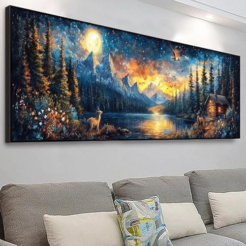 YALKIN Paint by Numbers Kit for Adults, Landscape Large Adults'paint-by-Number Kits on Canvas, DIY Acrylic Oil Painting by Numbers Kits, Perfect for Home Decor, Gifts 30x90CM /11.8x35.4in