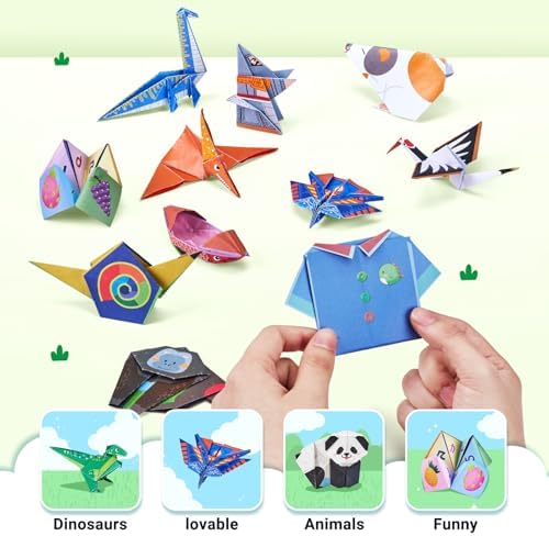 GAMENOTE Origami Kit for Kids Ages 8-12, 72 Adventure Projects, 180 Sheets | Double-Sided Origami Paper with adventure themes includes 168 patterned sheets, 12 solid practice sheets and video guides.