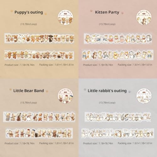 PET Tape Stickers for Scrapbooking Supplies, Cute Tape Stickers for Deco