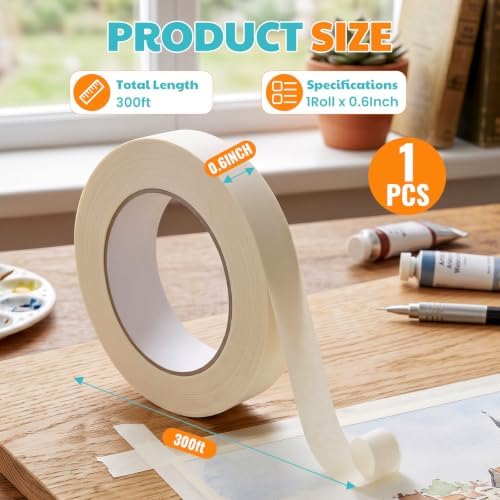 Artist Tape for Watercolor Paper, 0.6inch Wide 300Ft Long