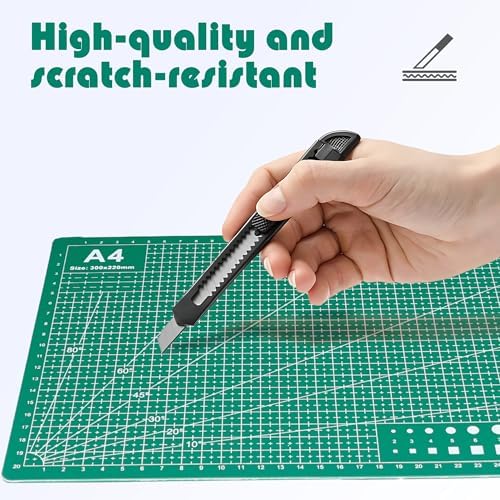 2 Packs Cutting Mats, A4 12'' x 9'' Double Sided Cutting Mat, Non-Slip 5 Layers PVC Cut Mat for Craft Art Projects Fabric Sewing, Scrapbooking Mat