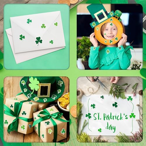 LINAYE St. Patrick's Day Stickers & Labels Bulk, 1500PCS Shamrock Stickers for Kids & Adults, 24 Sheets for Cards & Envelopes, Party Supplies