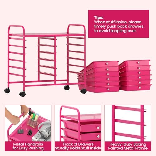 COSTWAY 12-Drawer Rolling Storage Cart, Utility Storage Organizer Cart