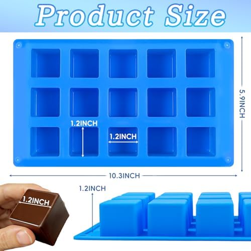 Square Silicone Mold 30-Cavity, 1.2" Square Cube Molds for Chocolate