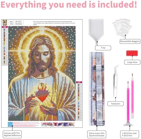 Diamond Art Kits for Adults, 5D Jesus Diamond Painting Kit,12x16 Inch