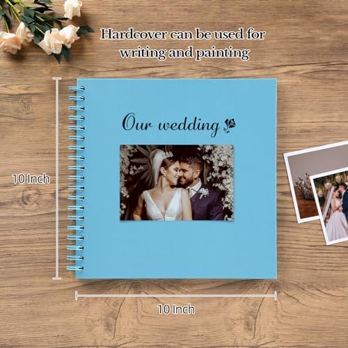 potricher 10 x 10 Inch DIY Scrapbook Photo Album 40 Pages, Blue | Thick Kraft Paper Scrap Book Photo Albums, Memory Book for Wedding, Anniversary, Baby, Family, Travel, DIY Projects