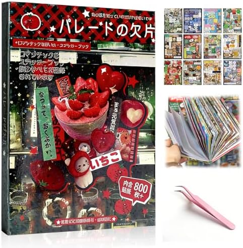 45 Sheets Japanese Manga Sticker Book, 800+ Pcs Heisei Retro Aesthetic Stickers for Journaling, Scrapbooking & DIY Crafts, Pre-Cut Japanese Sticker Book for Adults, Scrapbook & Planner Decoration