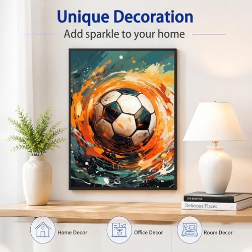 AUKELHJ Soccer Diamond Art Kits for Adults, Diamond Painting, 12x16 Inch