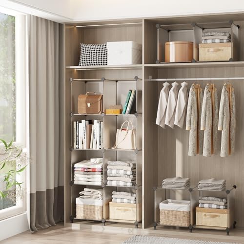 AWTATOS Cube Storage Organizer, Closet Organizers, 6 Cube Shelf, Clear