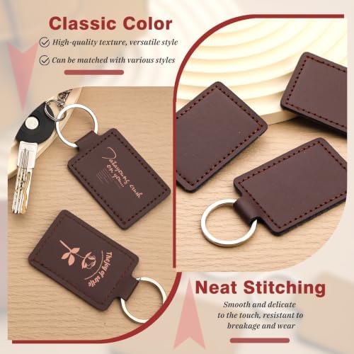 10 Pcs Leather Keychain Blanks, Rectangular PU Leather Key Fob Kit
