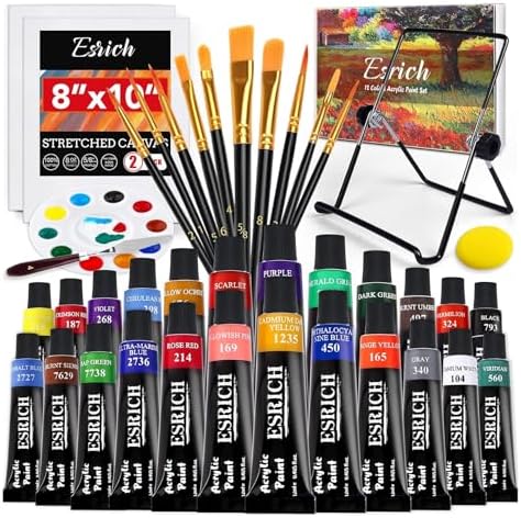 ESRICH Acrylic Paint Set with 24 Colors, Art Painting Supplies Kit