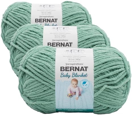 Bernat Baby Blanket BB Misty Jungle Green Yarn - 3 Pack of 10.5oz/300g - Polyester - #6 Super Bulky - 220 Yards - Knitting/Crochet