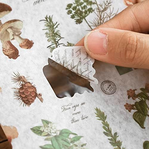 Dizdkizd Plant Themed Washi Stickers for Journaling Scrapbooking Planner Sticker Ephemera Sticker Book Junk Journal Stickers for Adults - 20 Sheets (180 Pieces)