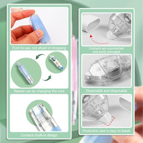 ASTIMESA 5 Pack Retractable Double Sided Tape Runner, Refillable Adhesive Tape Roller 0.23 Inch x 16.40 Ft, Glue Tape Roller with 360° Rotatable Tip for Scrapbook Supplies DIY Accessories (5 Colors)