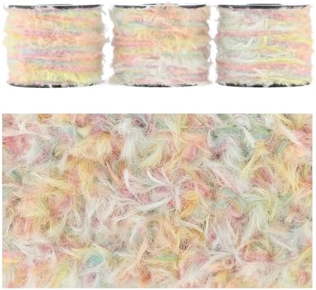 Artisanal Yarn Collection Multifiber Fancy Yarn for Knitting Crocheting Crafts DIY, Set of 3 Rolls(115 Gummy Party)