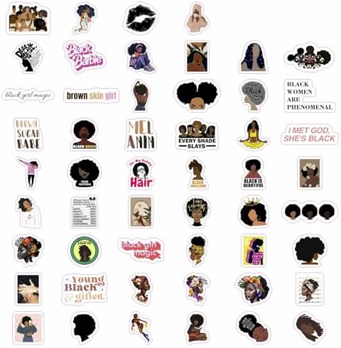 100Pcs Black Girl Stickers for Planners and Journals - Black Girl Magic Gifts, Women Vision Board Laptop Decals, Gifts for Women & Men