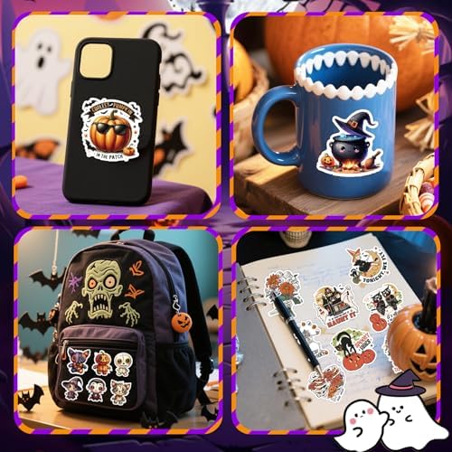 131 Pcs Cute Spooky Halloween Stickers for Journaling & Scrapbooking – Vintage Aesthetic Matte Planner Decals, No-Residue Craft Supplies for Adults, Teens & Junk Journal Lovers