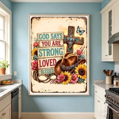 TOPCLTV Western Cross Diamond Art Kits for Adults, Faith Diamond Painting