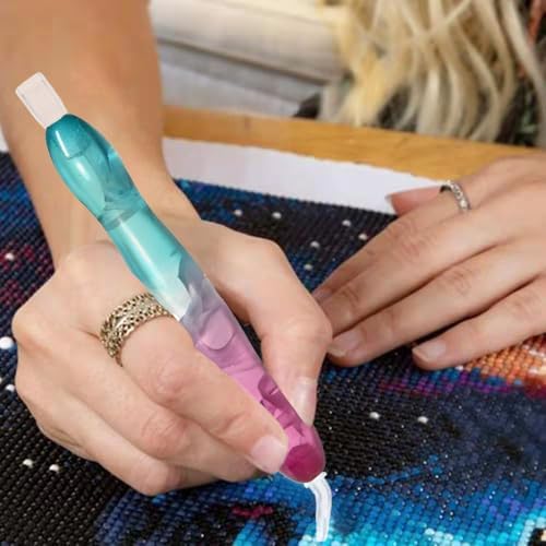 Praise V Do Diamond Painting Art Drill Bead Pen Accessories Tool Kit, 5D Stylus Tips Placers Heads and Clays Fuchsia Blue