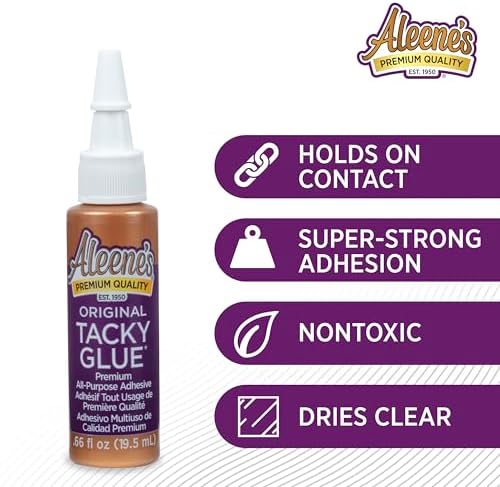 Aleene's Original Tacky Glue Mini-Bottle, All Purpose Adhesive, Perfect for Crafts and DIY Projects, Dries Fast and Clear, .66 fl oz 18-Pack