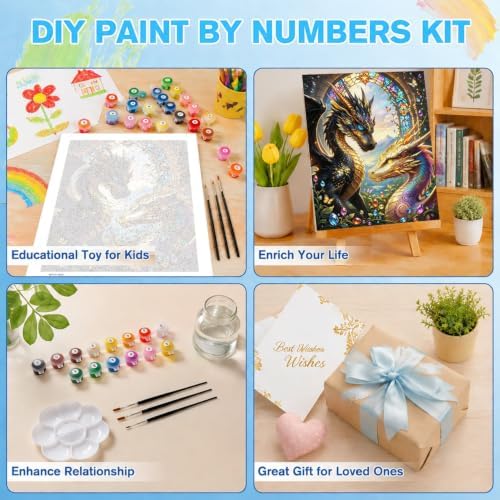 Dragon Paint by Numbers Kit for Adults, DIY Oil Painting Canvas 16x20inch