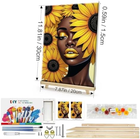 HeeBenor Framed Paint by Numbers Kit for Adults, Black Women, 8x12 Inch