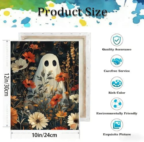 4 Pack Ghost Paint by Numbers Kit for Adults Beginner with Framed 10x12Inch
