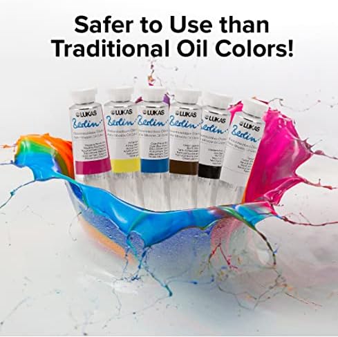 Lukas Berlin Pro Artists Water Mixable Oil Paint 37 ml Tube Burnt Sienna, Water Soluble, Lightfast Pigments, Quick Drying, Easy Clean-Up, Eco-Friendly, Professional Quality, 40 Color Range