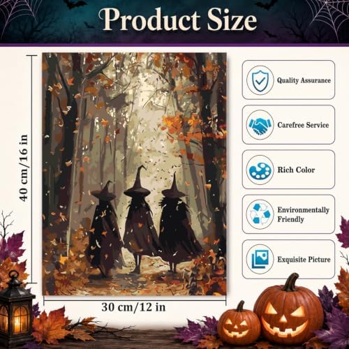 Halloween Paint by Numbers Kit for Adults,Witch Paint by Number 12x16 inch