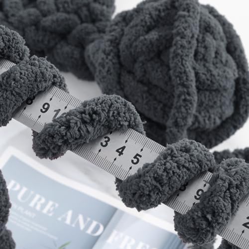 MABOZOO Assorted Chunky Yarn for Hand Knitting 8 Pack, Fluffy Jumbo Chenille Yarn, Soft Plush Yarn Bulky, Giant Thick Fuzzy Yarn for Arm Knitting,Cream & Multi Grey(31.7 yds,8 oz Each Skein)