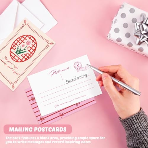 64Pcs Pink Coquette Room Decor Postcards, 4x6 Post Cards for Mailing, Coquette Posters Wall Collage Kit for Teen Girls Room Decor, Trendy Pink Wall Decor Aesthetic
