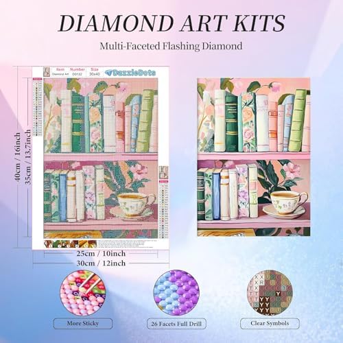 Book Diamond Art Kits for Adults Round Diamond Painting 12x16 Inch