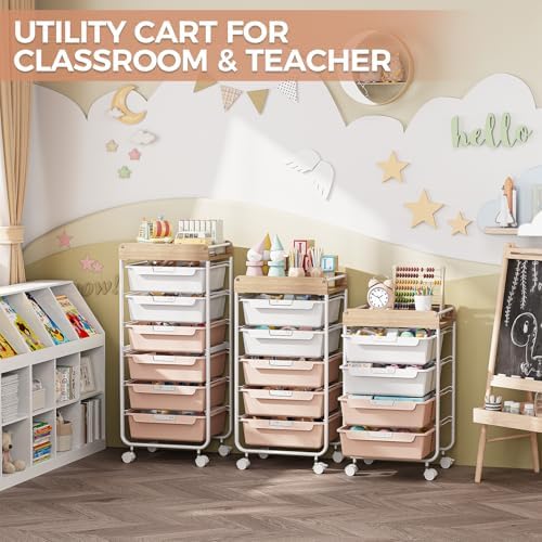 SYKIARIOL Rolling Storage Utility Cart with 4 Drawers,Art Cart,Pearl