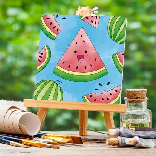 Anseal 12 Packs Pre Drawn Canvas to Paint, 4" X 4" Fruits Pre-Printed Paint Party, Pre Stretched Canvas Outline Painting Boards for Paint Lovers, Party Favor (Fruit)