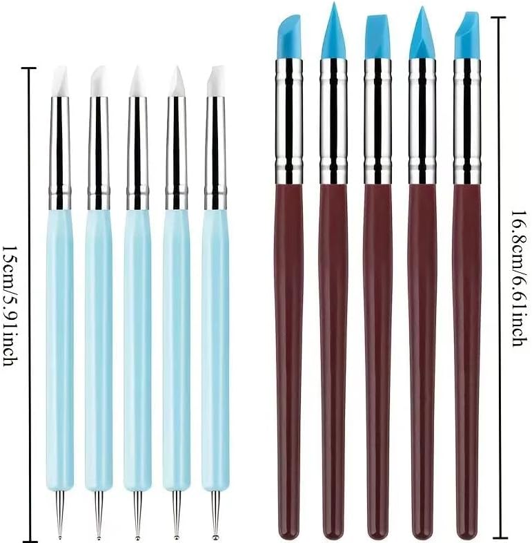 10 Pcs Silicone Clay Sculpting Tools Set, Double-Ended Dotting Tools & Silicone Brushes for Polymer Clay, Air Dry Clay, Pottery & DIY Crafting
